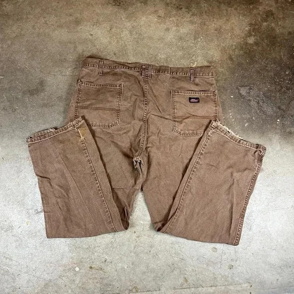Dickies Mens Brown Canvas Work Pants Carpenter Style Relaxed Fit Size 42x32 - Picture 1 of 7